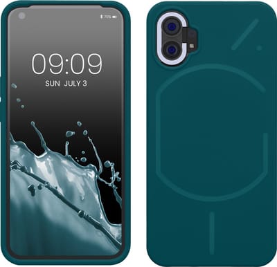 kwmobile telefoonhoesje geschikt voor Nothing Phone (1) - Hoesje met siliconen coating - Smartphone case in mat petrol