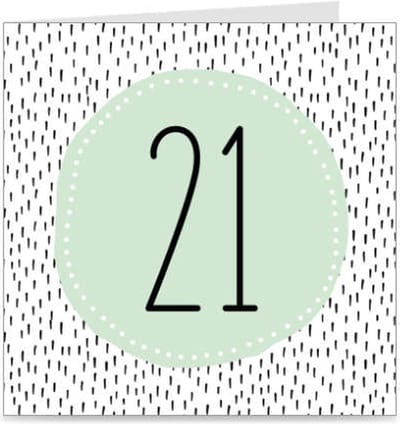 21 JAAR | verjaardagskaart / kaart met envelop | wenskaart voor 21e verjaardag