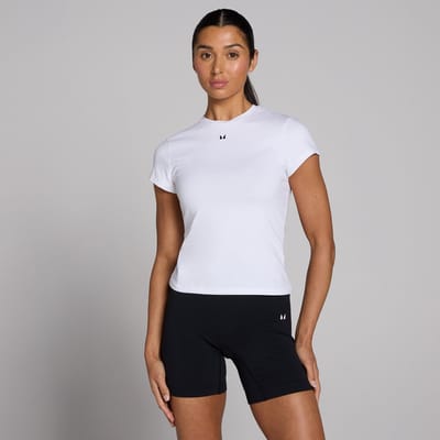 MP Basics T-shirt met nauwsluitende pasvorm en korte mouwen voor dames - Wit - XXS