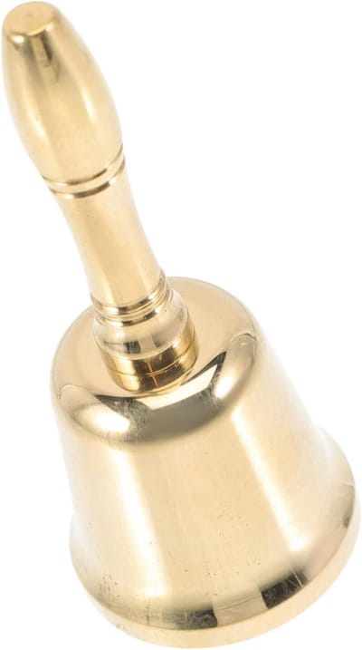 Messing Handbel - Dienstenbel Oproepbel - Aandacht Trekken - Luid Helder Geluid - 7.5 x 3 x 3 cm - Geel