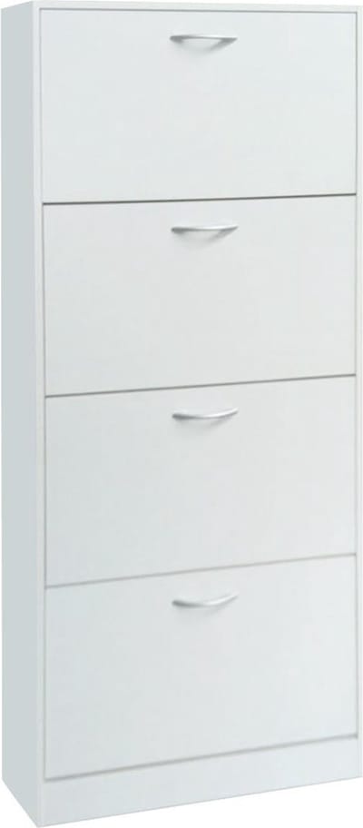 EMOB - Schoenenkast Carini 4 laden - wit - Rousseau - Schoenenkasten outlet - Wit - Spaanplaat - Schoenenkasten outlet - Op voorraad