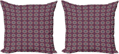 ABAKUHAUS Etnische decoratieve kussenhoes, 2-pack, Cultureel, 60x60 cm, Paars meerkleurig