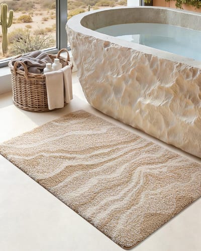 Badmat - 60 x 90 cm - Absorberende badmat - Machinewasbaar - Antislip badmat - Geschikt voor badkamers, badkuipen en douches - Beige