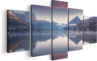 Artaza Canvas Schilderij Vijfluik Meer In De Bergen - 100x50 - Foto Op Canvas - Canvas Print