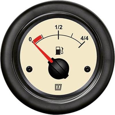VETUS Brandstofmeter - 12/24V - Creme/chroom - inbouwmaat 52 mm