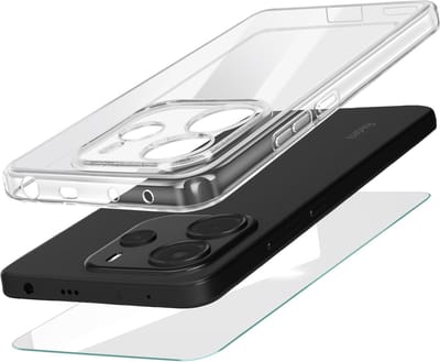 Mayaxess, Beschermingspakket voor Redmi Note 14 4G Soft Shell en gehard glas, Transparant