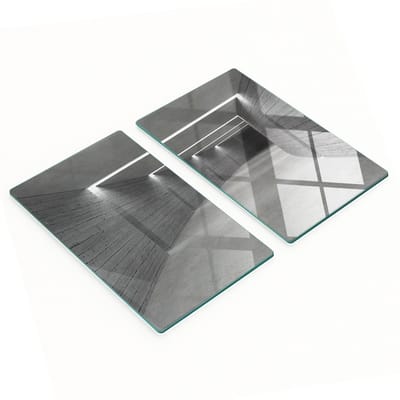 Glazen snijplanken voor in de keuken met decoratieve afbeeldingen, betonkleur, 2x30x52 cm