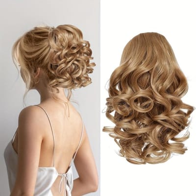 Paardenstaart Kort Krullend Trekkoord Paardenstaart Haarextensie Synthetisch Haar Paardenstaart Haarstukken Voor Vrouwen PY284-27 beige