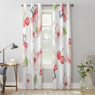 Fles Parfum en Bloemen Raamgordijn Voor Kinderkamer Huisjaloezieën Gordijnen Voor Woonkamer Slaapkamer Raamgordijnen 135W x 60H(cm) x1 white