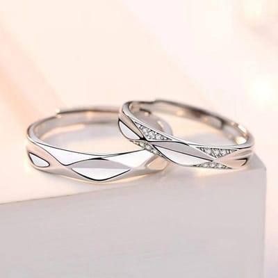 De Belofte van Liefde Partnerring voor Mannen en Vrouwen Een Eenvoudige Liefde Open Ring Mode Eenvoudige Diamanten Ring gray