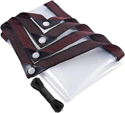 Transparant Zeildoek - Beschermhoes Dekzeil - Buiten Beschermen - Versterkte Randen - 3m x 4m - Transparant