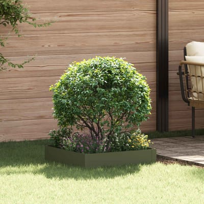 vidaXL - Gazonrand - 60 - x - 60 - x - 20 - cm - Staal - Olijfgroen