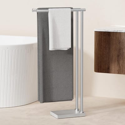 Famanu – Vrijstaande handdoekhouder voor badkamer, met 3x dikkere basis en 2-laags ontwerp, roestvrij staal