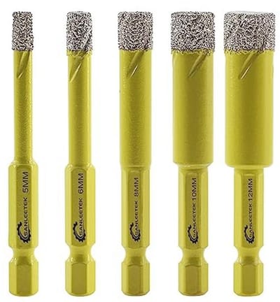 Diamantboren Set - Tegelboren - Precisie Boren - Geïntegreerd Koelmiddel - 5 Stuks 5-12mm - Zilver