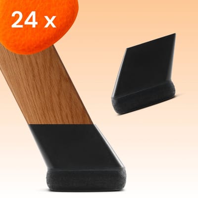 FLOOQ Premium Stoelpootdoppen Flexibel Rechthoekig Schuin 32 x 15mm - Anti-Kras Vilt - Stoelpoot beschermers - Vloerbescherming - 24 Stuks – Frits