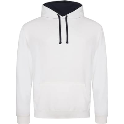 Just Hoods Varsity Hoodie JH003 - ARCTIC WHITE/FRENCH NAVY - L