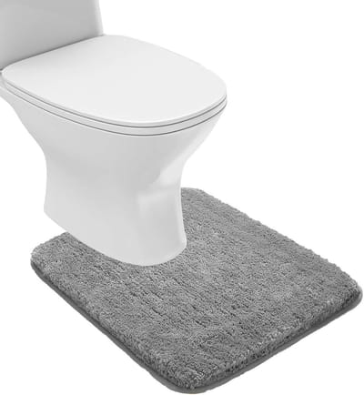 U-vormige Badkamermat Contour Antislip Badtapijt Zacht en Waterabsorberend Shaggy Badmat Grijs