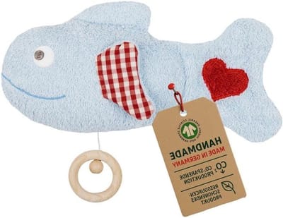 Biologische Muziekdoos - Knuffel Melodie - Babykamer Decoratie - GOTS Gecertificeerd - 29 x 15 cm - Blauw