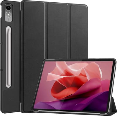Hoesje Geschikt voor Lenovo Tab P12 - Dun & Stevig - Trifold Bookcase - Hard Cover Case - Met Uitsparing Geschikt voor Lenovo Pen - Hardcover Book - Tablet Hoes - Zwart