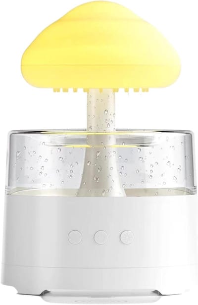 Regenwolk Luchtbevochtiger - Mist Diffuser - Ontspanning Thuis - Regengeluid Simulator - 17 cm Hoog - Wit