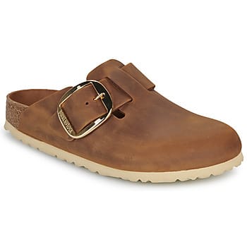 Nubuck leren klompen met een grote gesp Birkenstock Boston