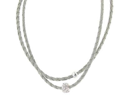 Behave - Ketting met gevlochten imitatieleer en kraal met steentjes - Modieus en elegant ontwerp