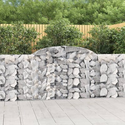 vidaXL - Schanskorf - gewelfd - 300x30x100/120 - cm - gegalvaniseerd - ijzer