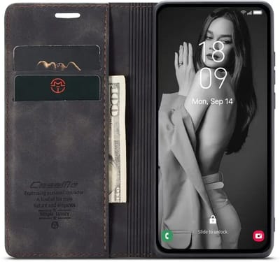 CaseMe 013 Hoesje Geschikt voor Samsung Galaxy A56 - Book Case met Standaard - Portemonnee Beschermhoes - Pasjeshouder voor Twee Pasjes - Zwart