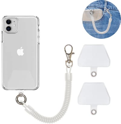 Oneay Telefoonkoord met bevestigingsstrip, universele smartphone polsband, inclusief 1 telefoonkoord en 2 bevestigingsstrips - Wit