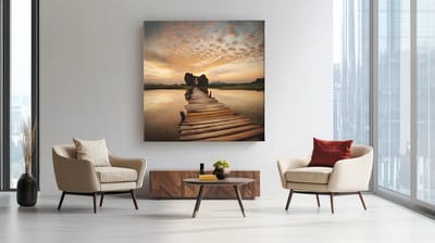 Vierkant Schilderij - Zonsondergang - Foto Print op Canvas - Wanddecoratie - 40x40x2 cm