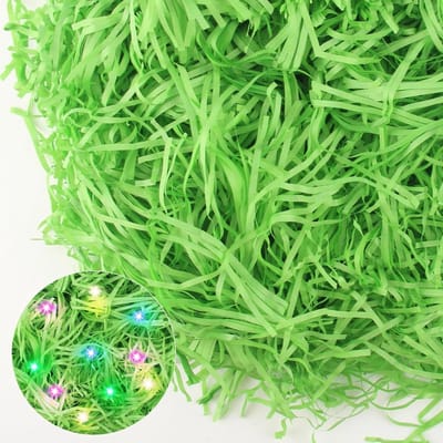 Natuurlijke Stro voor Mandjes, 300 g, Groene Paasgras Vulling met LED Lichten, Decoratie en Cadeauverpakking voor Pasen