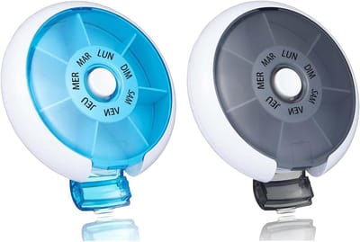 2 Stuks Wekelijkse Pillenhouder – Dagelijkse Pillenorganizer 7 Dagen – Draagbaar voor Reis – Medicijnen, Vitaminen, Tabletten (Blauw+Zwart)