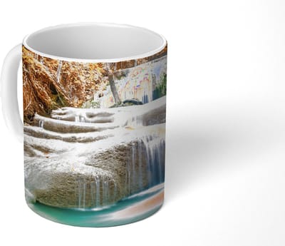 Mok - Koffiemok - Bos - Waterval - Water - Herfst - Mokken - 350 ML - Beker - Koffiemokken - Theemok