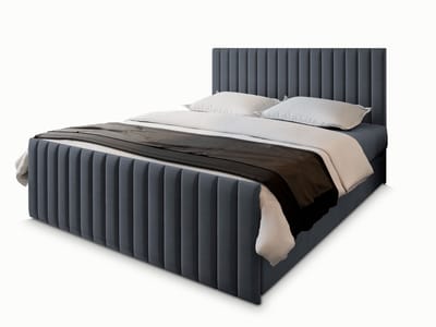 Boxspring ARION 140x200 cm met matras en topper, bedkasten - Grijs