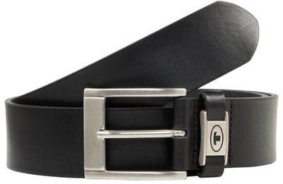 Tom Tailor - TTNATHAN leren riem met vierkante gesp - Maat 80 - black uni