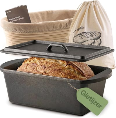 Gietijzeren Broodpan - Braadpan Deksel - Brood Bakken - Direct Gebruiksklaar - 3 Liter - Mat Zwart