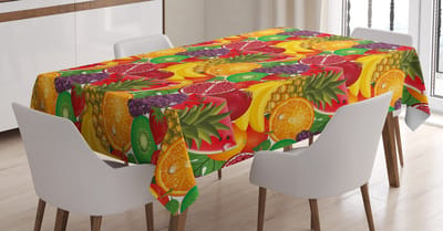 New Bed Kleurrijk Tropische Verse Vruchten Rechthoekig tafelkleed voor eetkamer en keuken, zeer duurzaam 140 cm B x 170 cm L