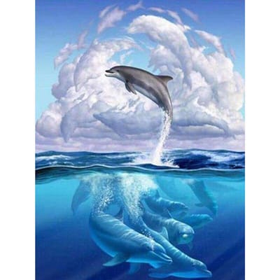 Diamant peinture mosaïque nuageux dauphins diamant strass broderie point de croix décor à la maison 20X30CM gray
