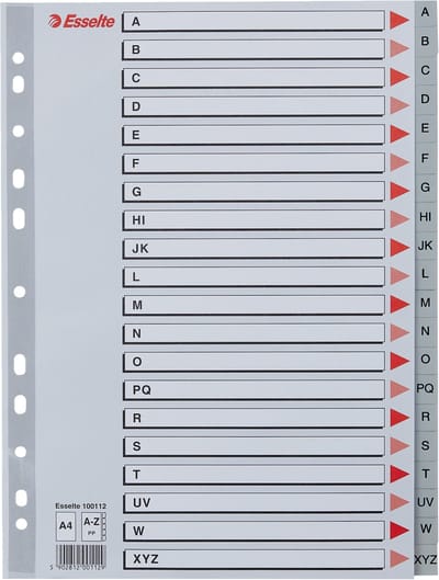Esselte Kunststof index voor A4 Documenten met Perforatiegaten