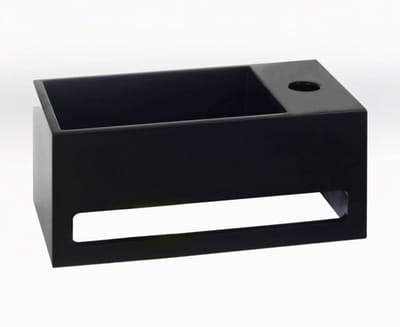 AquaVik Fontein Toilet Kraan Rechts - Solid Surface Mat Zwart - 35cm - 35x20x16cm - Handdoekhouder - Handenwasser - Wc Fontein - Toiletfontein
