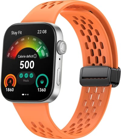 Stravo Sportief Siliconen Horlogebandje met Magnetische Sluiting – Geschikt voor Huawei Watch Fit 5 / Watch Fit 5 Pro / Watch Fit 4 / Watch Fit 4 pro / Watch Fit 3 – Ademend & Comfortabel Horlogeband – Oranje
