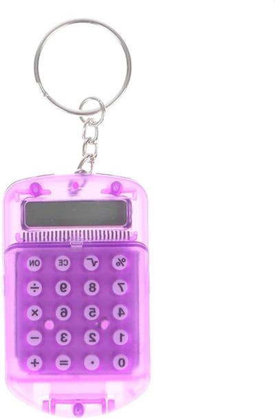 Zakrekenmachine Sleutelhanger - Mini Rekenmachine - Snelle Berekeningen - Compact Dubbelzijdig - 6.5x3.8 cm - Translucent Paars