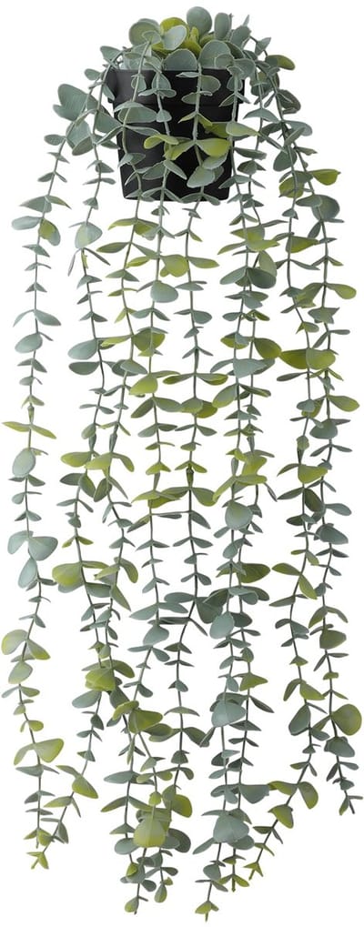 Hangplant, 55 cm faux eucalyptus hangplant, kunstmatige hangplanten met pot voor het decoreren van badkamermuren vensterbanken binnen buitenruimtes