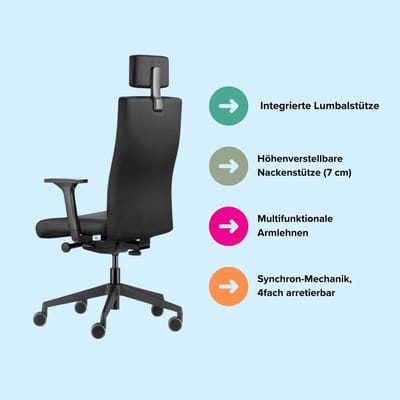 Bureaustoel Ergonomisch met Hoofdsteun en Verstelbare Lendensteun – House&Garden Prestige Comfort Pro Kantoorstoel – 4D Armleuningen, Hoge Rugleuning, Draaibaar, Kantelbaar, Ergonomische Thuiswerkstoel voor Home Office en Kantoor – Grijs