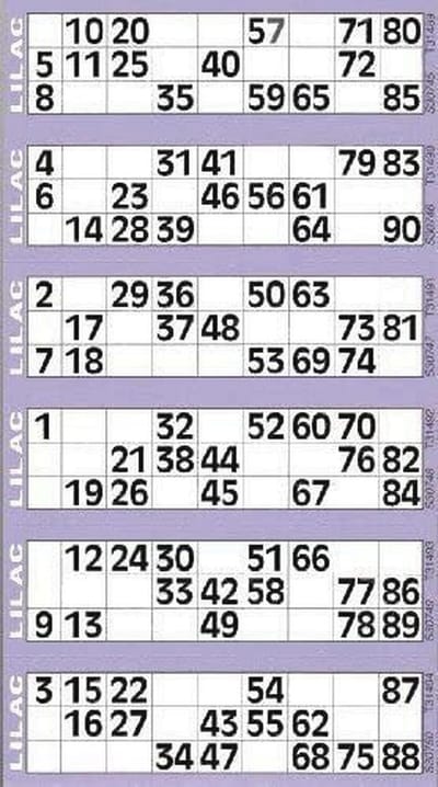 Thomas & Anca Club Supplies Ltd 600 Bingo Tickets - Pad van Lila 6 om Flyers te bekijken