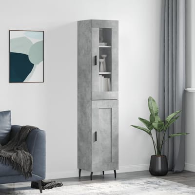 vidaXL - Hoge - kast - 34,5x34x180 - cm - bewerkt - hout - betongrijs