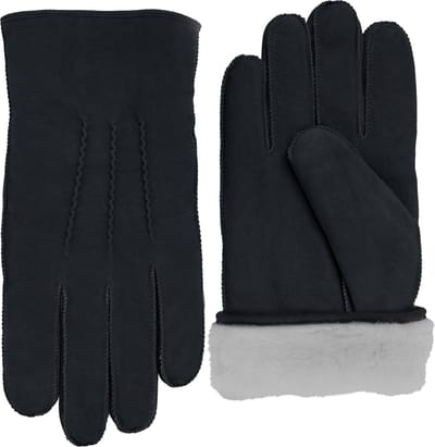 Laimböck Lammy-look handschoenen heren model Alford Kleur: Zwart, Maat: 8.5
