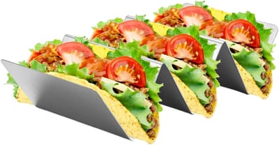 Taco Plaat - Tortilla Houder - Buffet Presentatie - Anti-slip Structuur - 3-grid 20.5cm - Zilver