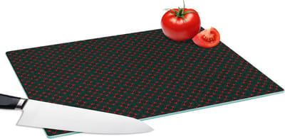 Glazen Snijplank - 39x28 - Patroon - Rood - Versiering - Snijplanken Glas