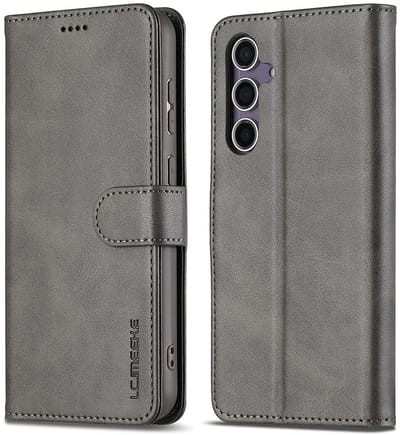 LC.IMEEKE Hoesje - Geschikt voor Samsung Galaxy A56 Hoesje - LC.IMEEKE Luxe Book Case - Grijs
